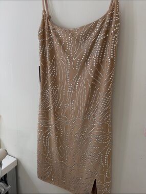 White Fox Boutique Nude Rhinestone dress